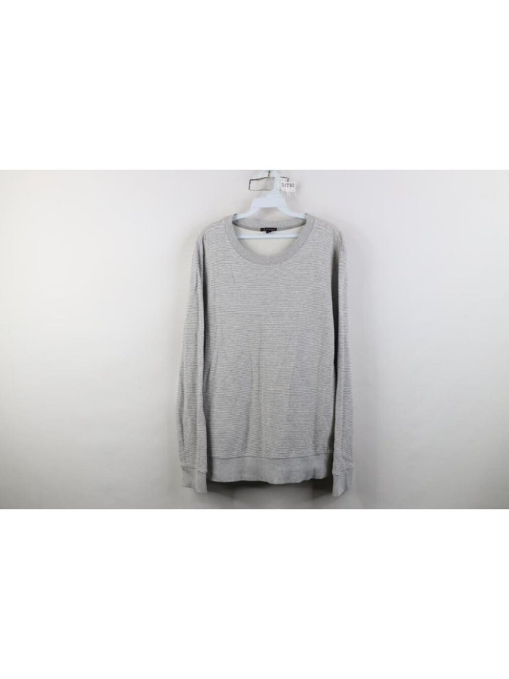 Theory Mens Medium Terry Cloth Danen Indicative Striped Crewneck Sweatshirt Gray